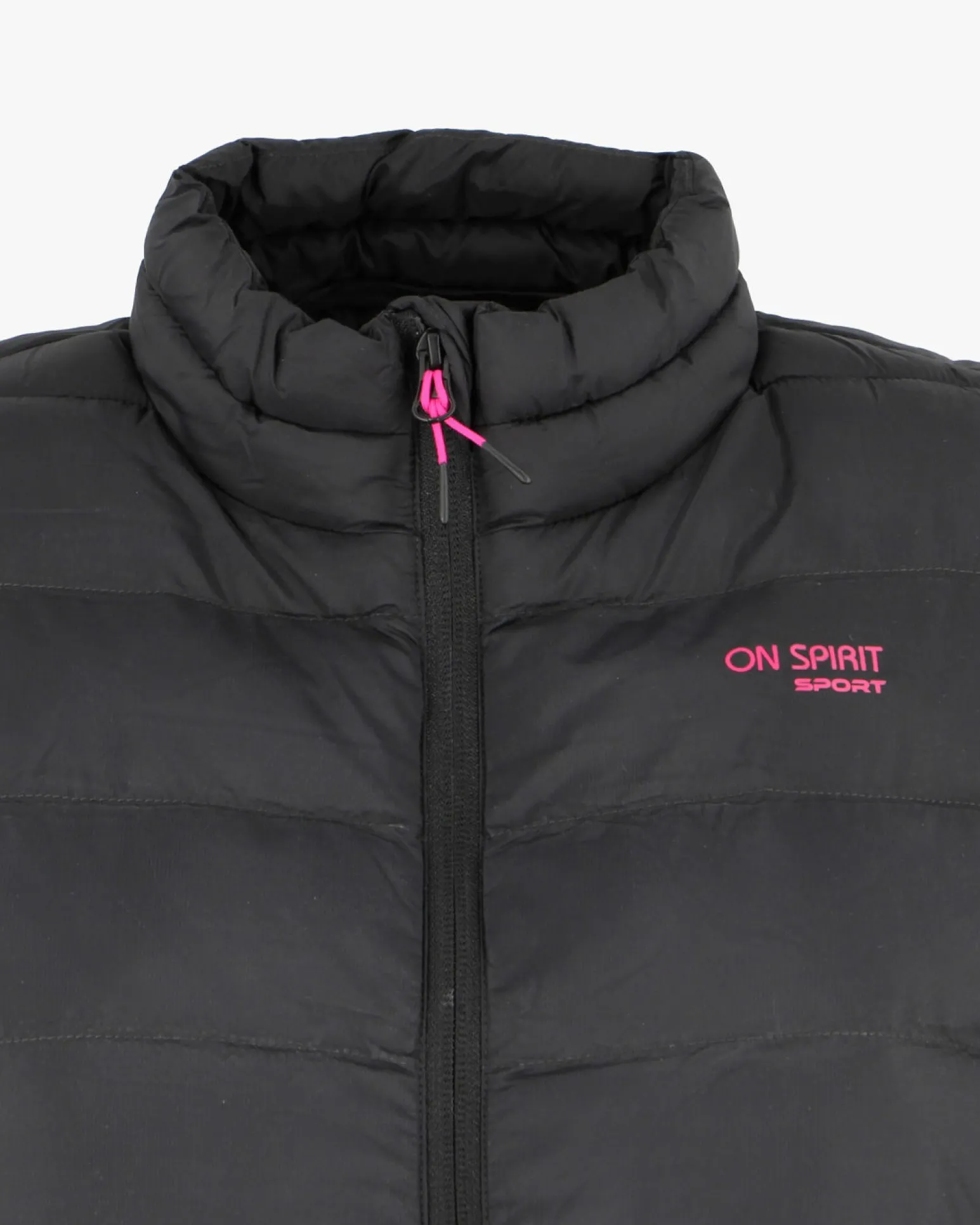 ON SPIRIT - GILET IMBOTTITO DA DONNA NERO CON DETTAGLI FUXIA, LIVIA