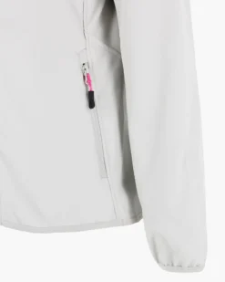 ON SPIRIT - GIUBBINO CON CAPPUCCIO SOFTSHELL DONNA BIANCO PERLA  CON DETTAGLI NERI E FUXIA - ADELITA