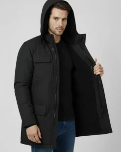 ON SPIRIT - GIUBBINO CON CAPPUCCIO FULL ZIP E BOTTONI DA UOMO NERO, GIDEON