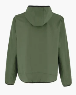 ON SPIRIT - GIUBBINO CON CAPPUCCIO SOFTSHELL UOMO VERDE SCURO CON DETTAGLI NERI E VERDE FLUO - TADEO