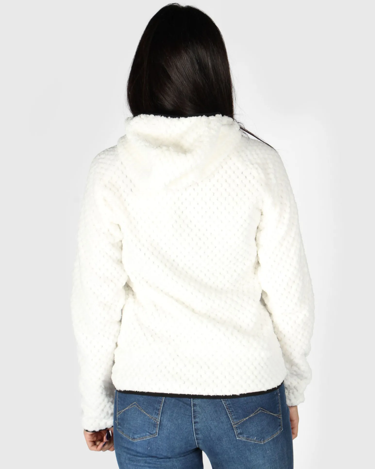 ON SPIRIT -GIUBBINO CON CAPPUCCIO FULL ZIP BIANCO CON DETTAGLI NERI DONNA - DALIDA