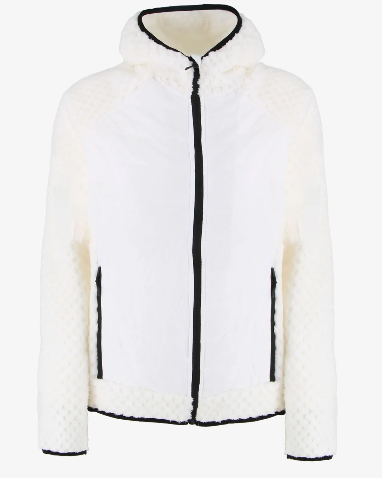 ON SPIRIT -GIUBBINO CON CAPPUCCIO FULL ZIP BIANCO CON DETTAGLI NERI DONNA - DALIDA