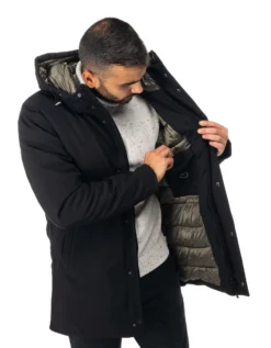 ON SPIRIT - Giubbotto parka da uomo nero in SOFTSHELL idrorepellente antivento e traspirante con cappuccio e zip frontale - ERIC