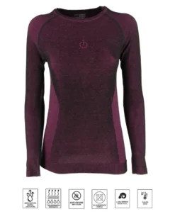 ON SPIRIT -  MAGLIA TERMICA DONNA  NERA E FUXIA IN LANA MERINOS ROBERTA   - AD02108_A7250