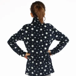 ON SPIRIT - Micropile da bambina blu con fantasia a stelle e mezza zip frontale - GRACE