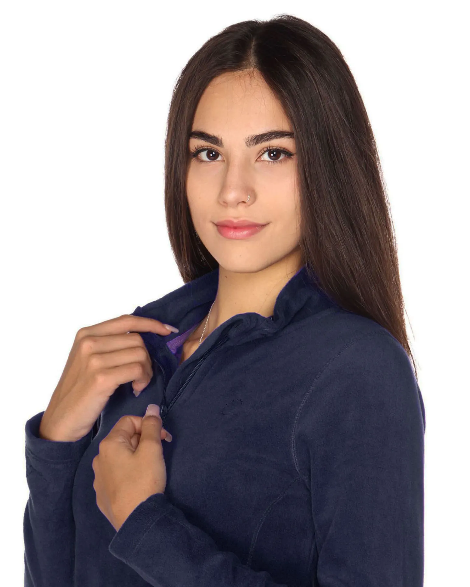 ON SPIRIT - MICROPILE DONNA MEZZA ZIP BLU- VALENTINA