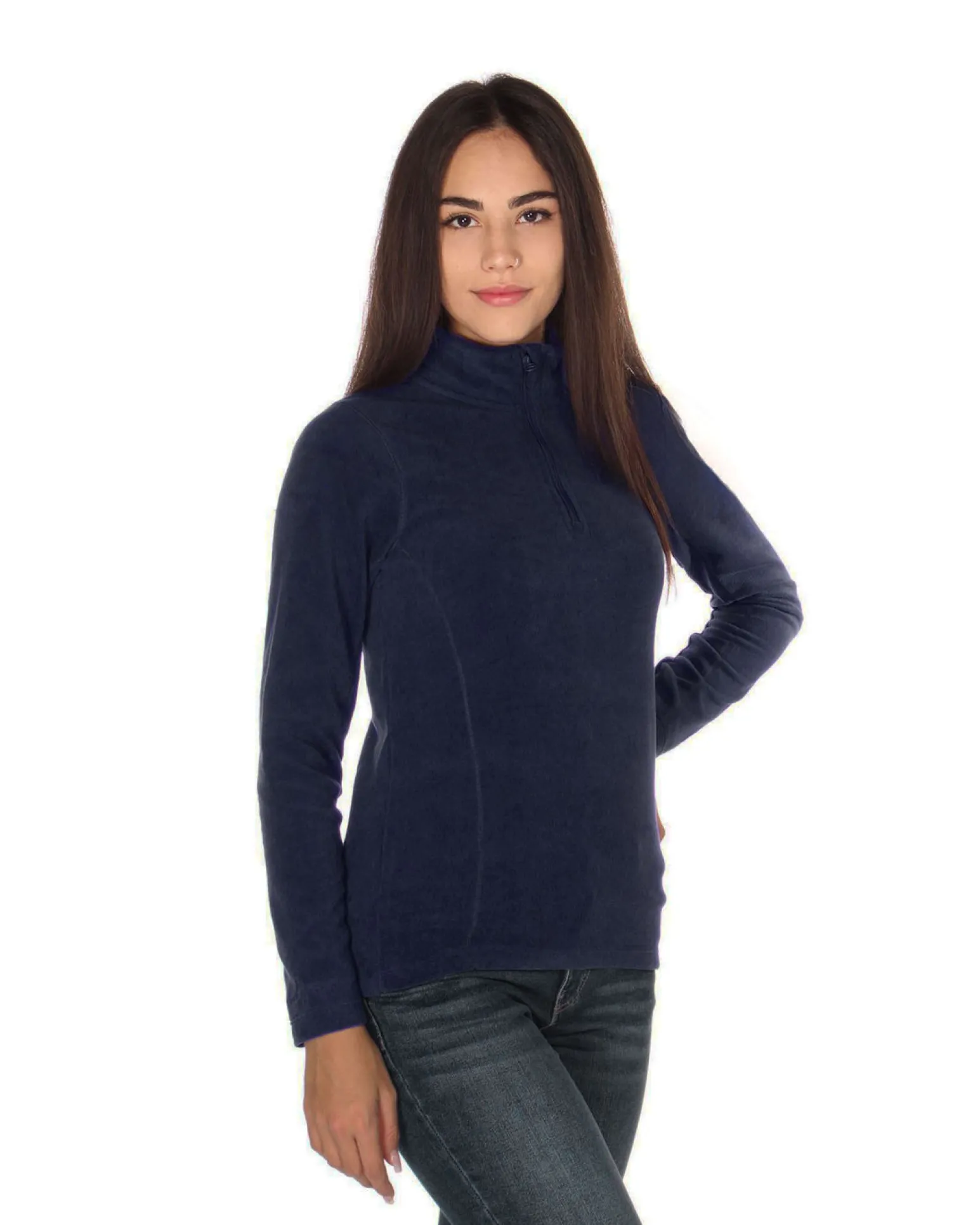 ON SPIRIT - MICROPILE DONNA MEZZA ZIP BLU- VALENTINA