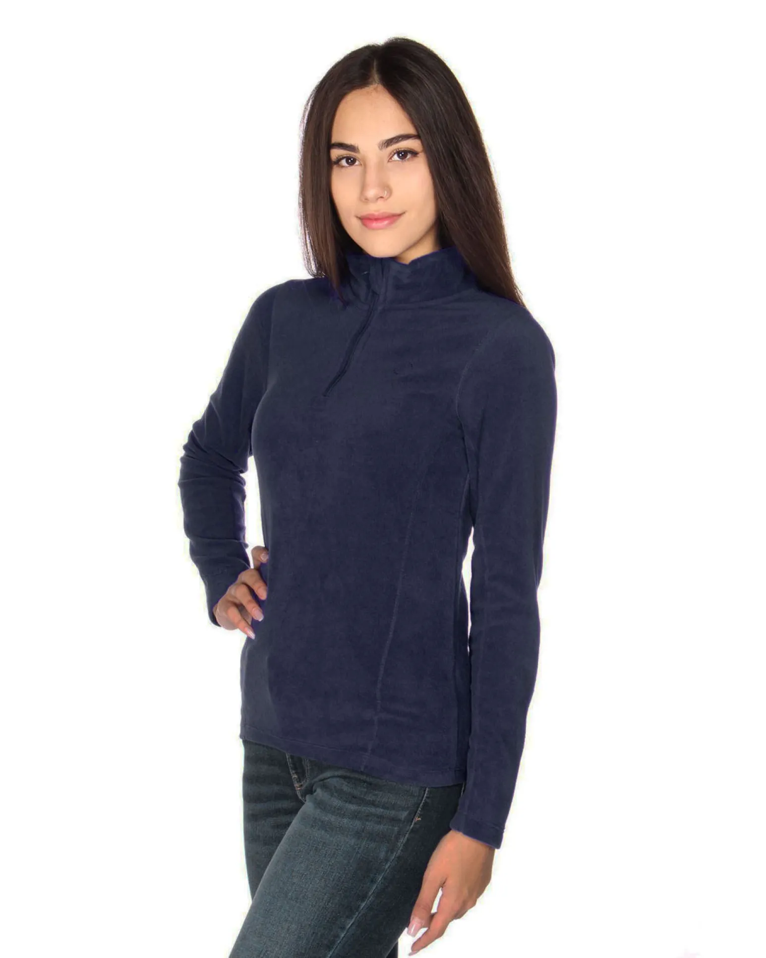 ON SPIRIT - MICROPILE DONNA MEZZA ZIP BLU- VALENTINA