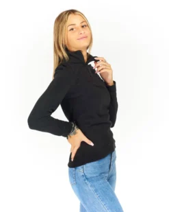 ON SPIRIT - MICROPILE DONNA MEZZA ZIP NERO - VALENTINA