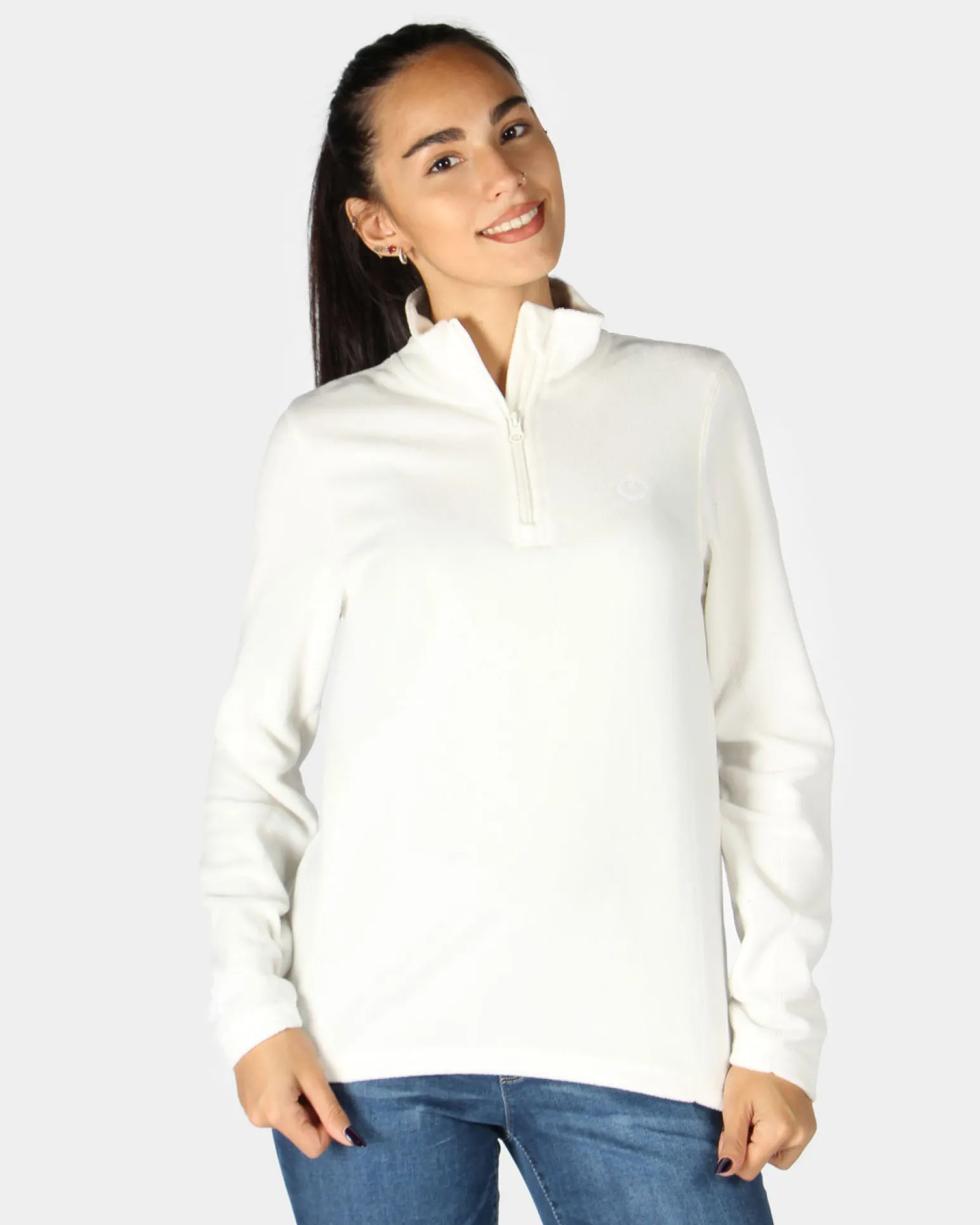 ON SPIRIT - MICROPILE DONNA MEZZA ZIP BIANCO - VALENTINA