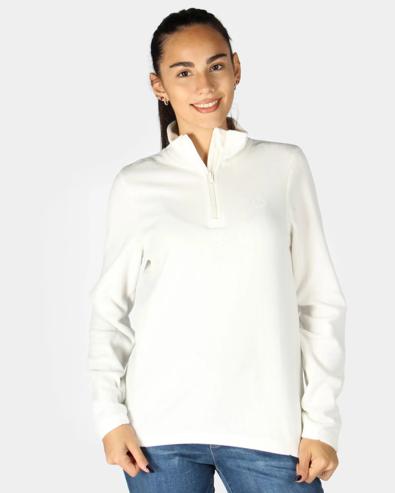 ON SPIRIT - MICROPILE DONNA MEZZA ZIP BIANCO - VALENTINA