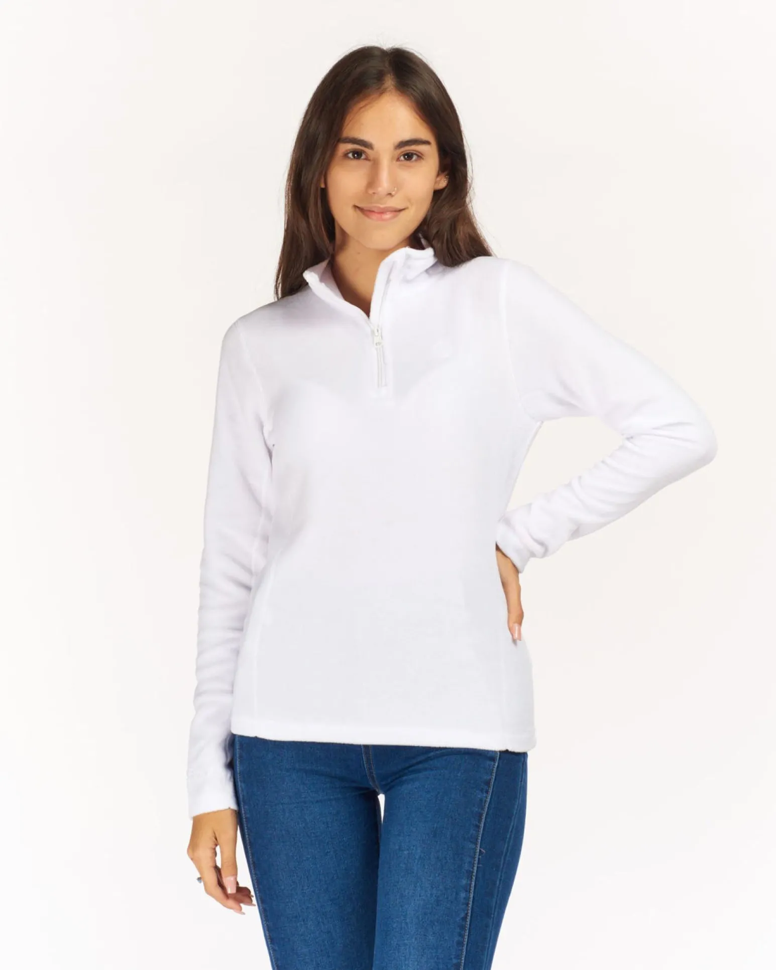 ON SPIRIT - MICROPILE DONNA MEZZA ZIP BIANCO - VALENTINA
