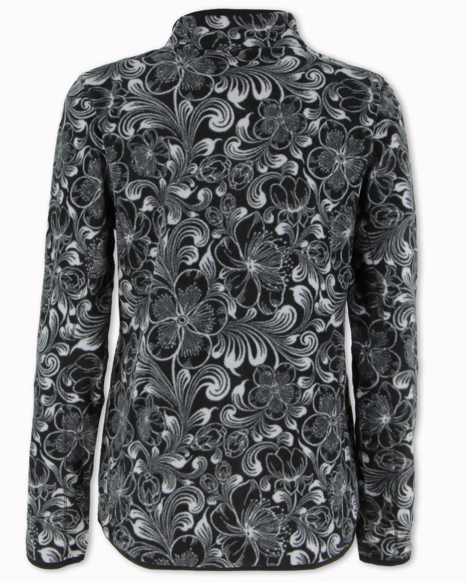 ON SPIRIT - PILE DONNA FULL ZIP NERO E FIORI BIANCHI- NADIA