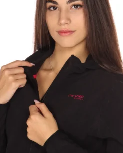 ON SPIRIT - PILE NERO CON CAPPUCCIO E FULL ZIP DA DONNA AD01134