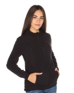 ON SPIRIT - PILE NERO DA DONNA CON CAPPUCCIO E ZIP