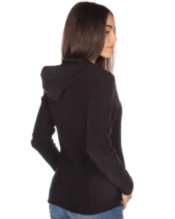 ON SPIRIT - PILE NERO DA DONNA CON CAPPUCCIO E ZIP