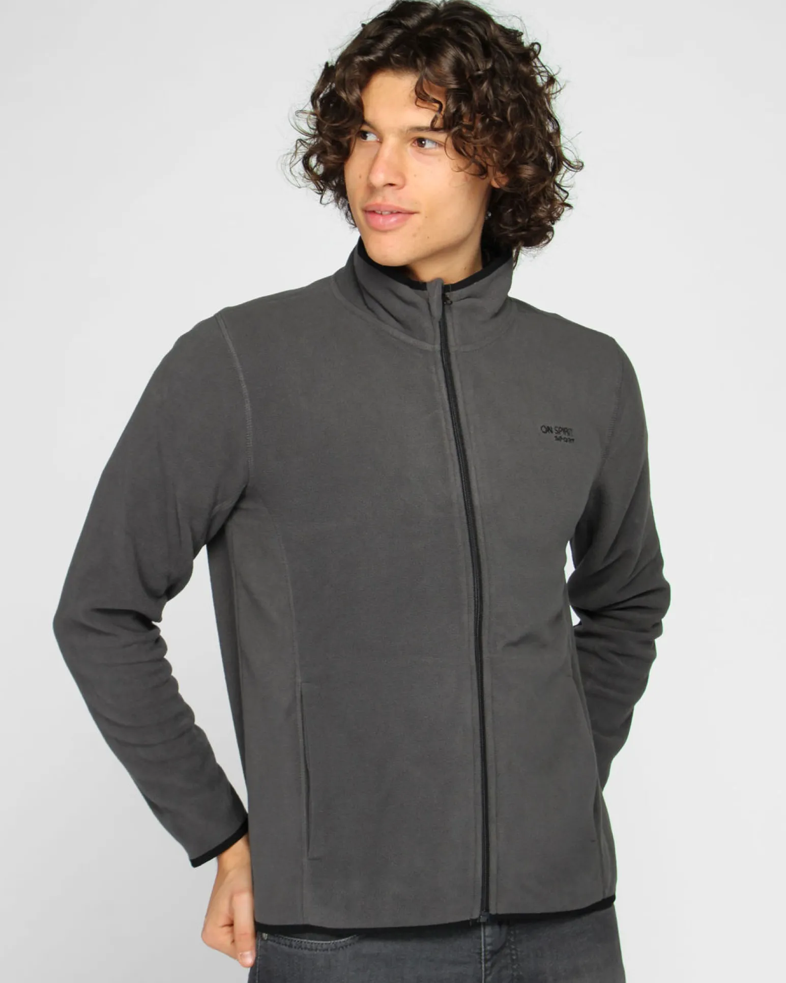 ON SPIRIT - PILE RIGATO UOMO FULL ZIP GRIGIO - FABIO