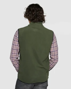 ON SPIRIT - Pile smanicato da uomo verde scuro con zip frontale - LUANA