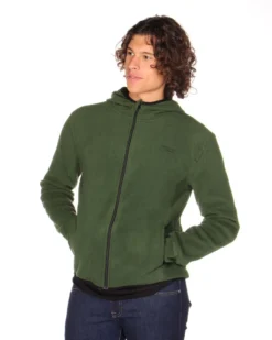ON SPIRIT - PILE UOMO CON CAPPUCCIO FULL ZIP VERDE SCURO - ANDREA