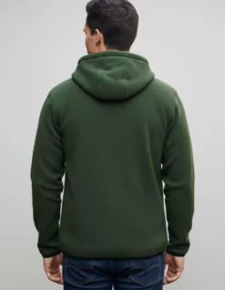 ON SPIRIT - PILE UOMO CON CAPPUCCIO FULL ZIP VERDE MILITARE - ANDREA
