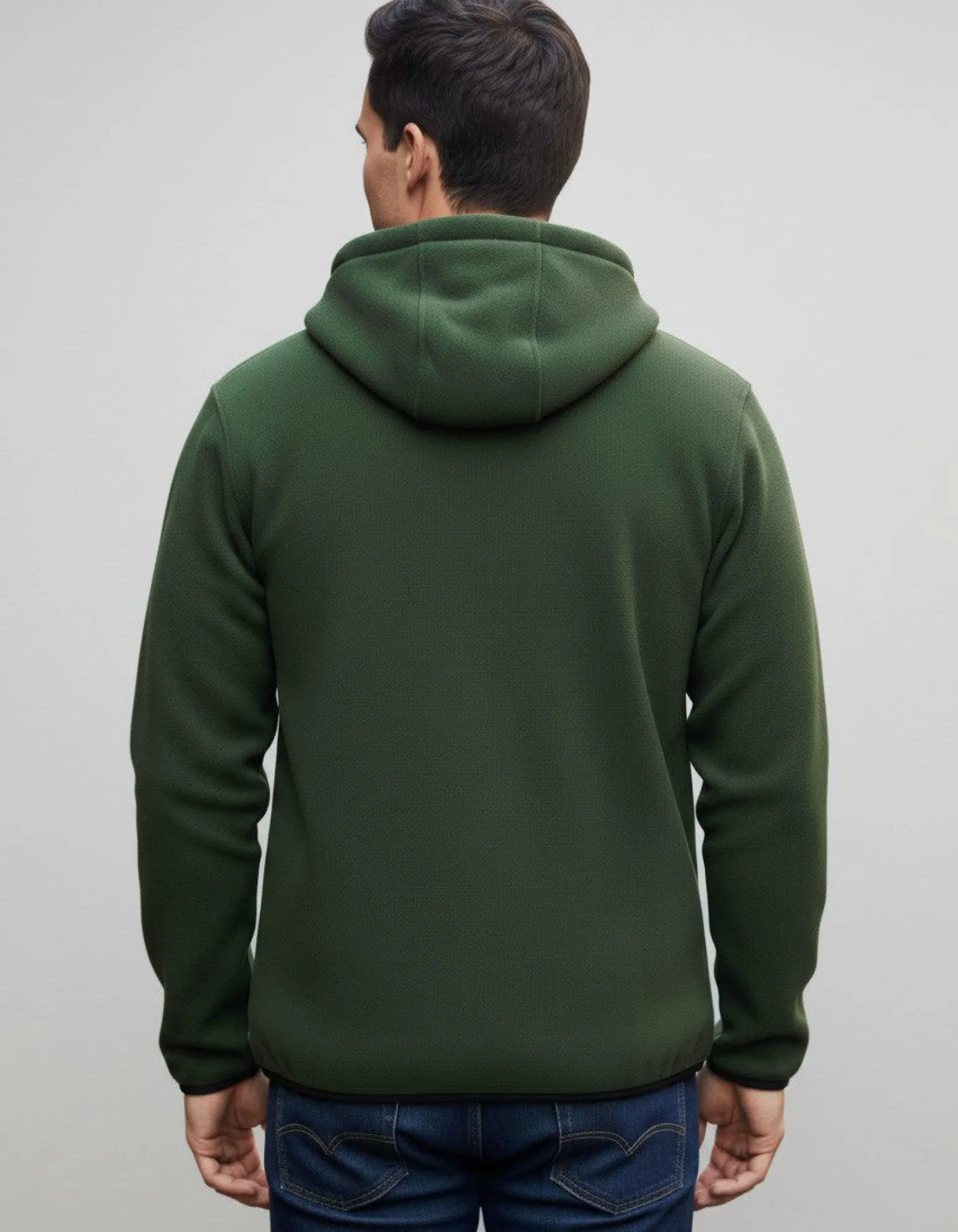 ON SPIRIT - PILE UOMO CON CAPPUCCIO FULL ZIP VERDE MILITARE - ANDREA