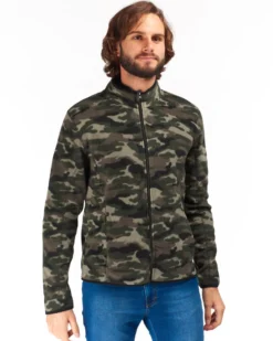 ON SPIRIT - PILE UOMO FULL ZIP FANTASIA MILITARE VERDE ,MARRONE E NERO - ARTURO