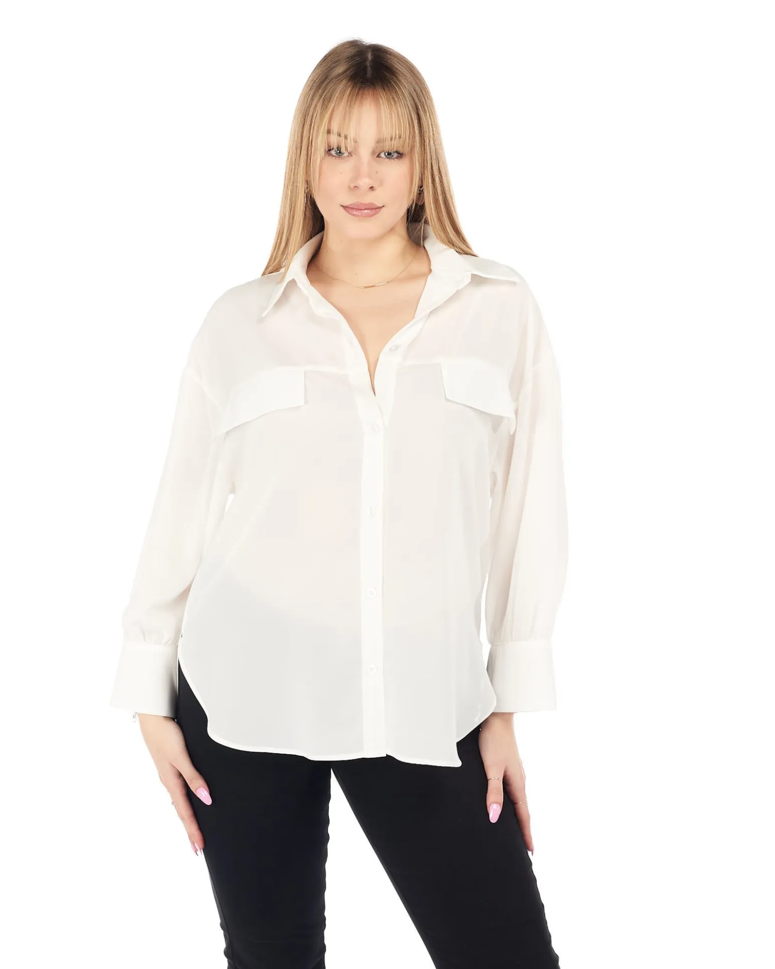 PAQUITA - CAMICIA MANICA LUNGA PATTINE STONDATA