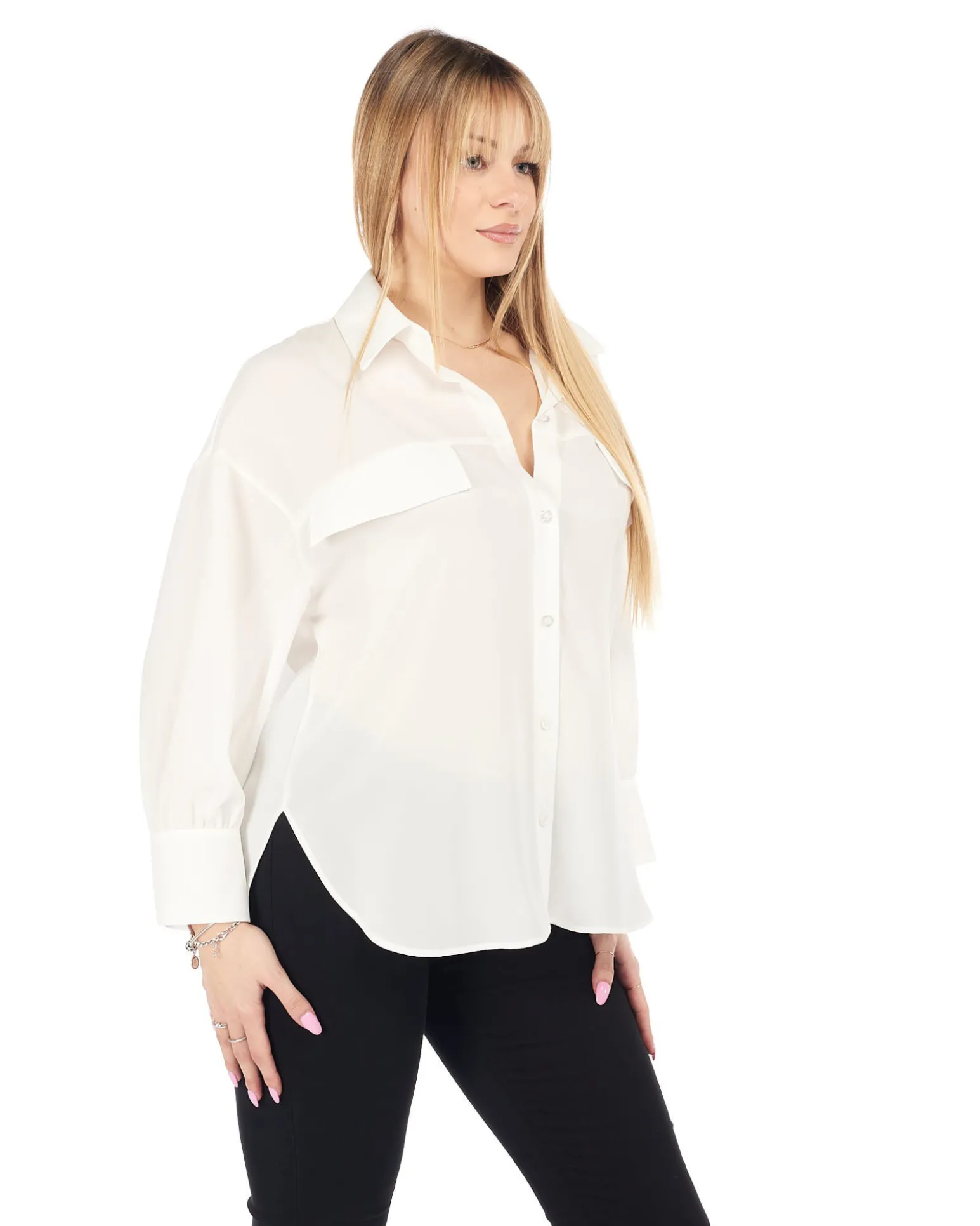 PAQUITA - CAMICIA MANICA LUNGA PATTINE STONDATA