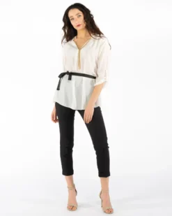 PAQUITA - CAMICIA MANICA 3/4 SCOLLO A V CON CATENA