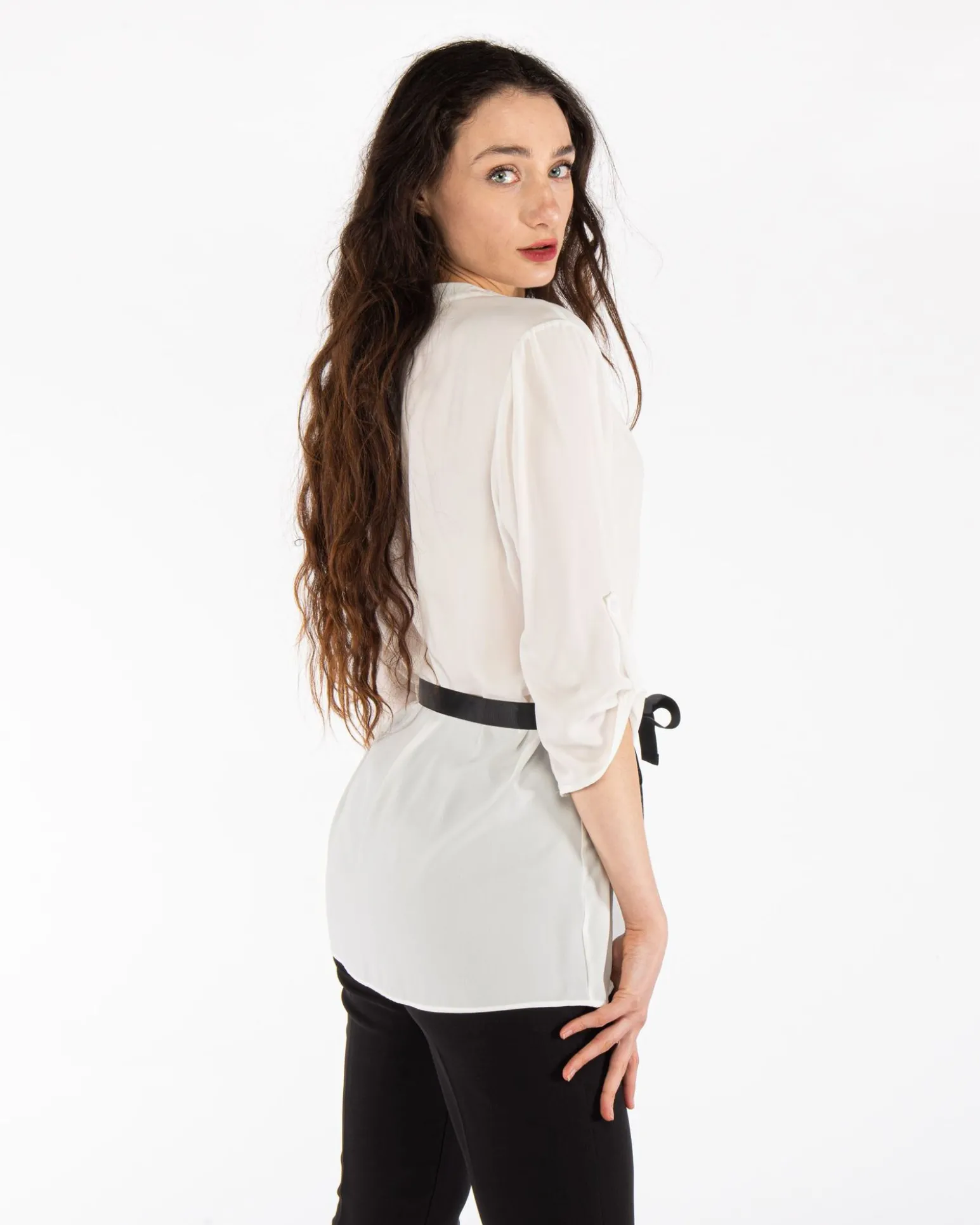 PAQUITA - CAMICIA MANICA 3/4 SCOLLO A V CON CATENA