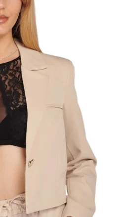 PAQUITA - GIACCA BEIGE CON UN BOTTONE
