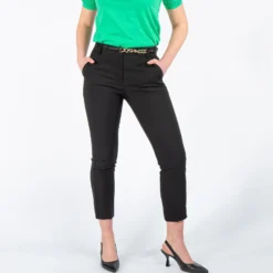 PAQUITA - PANTALONE TECNICO NERO TASCA AMERICA CON CON CINTURA