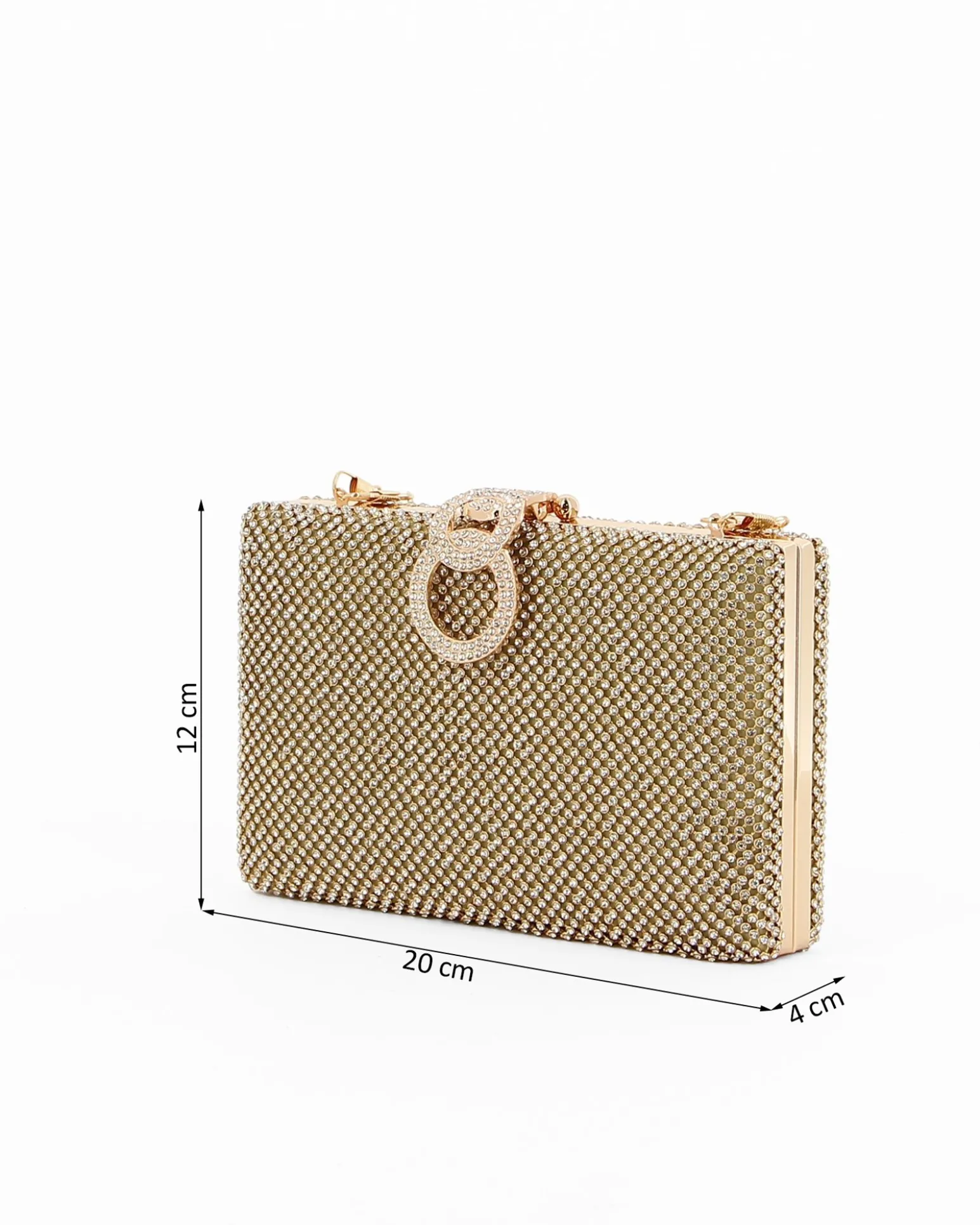 Pochette clutch oro con strass argento e chiusura tre anelli con strass - DIVAS