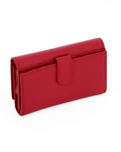 Portafoglio donna rosso con incisione logo frontale, in VERA PELLE - Laura Biagiotti