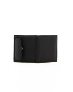 Portafoglio uomo nero in VERA PELLE, con doppio scomparto banconote, porta carte di credito e portaspicci esterno - Navigare