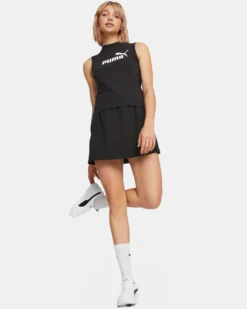 PUMA - Canotta da donna nera slim fit con logo bianco
