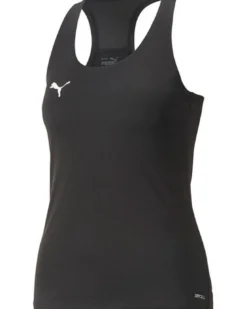 PUMA - Canotta da padel donna nera in tessuto traspirante con logo bianco