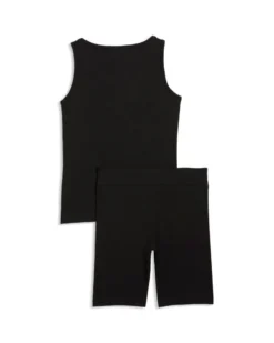 PUMA - COMPLETO SHORT + CANOTTA NERO  JUNIOR ( 7-16 ANNI)ESSENTIAL ELEVATED RIB, 692477-01