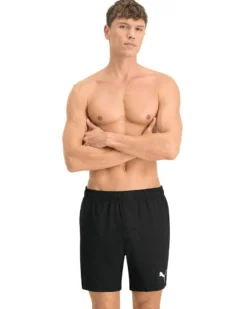 PUMA - Costume da bagno pantaloncino lunghezza media blu scuro con logo bianco