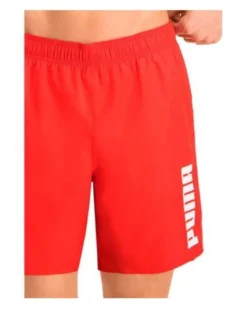 PUMA - Costume da bagno pantaloncino lunghezza media rosso con logo bianco - 100001385-002