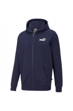 PUMA - Felpa blu da uomo con zip frontale e cappuccio