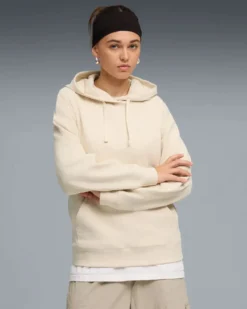 PUMA - FELPA CON CAPPUCCIO BEIGE  ESSENTIAL ELEVATED COMFORT HD - DA DONNA, 691814-87