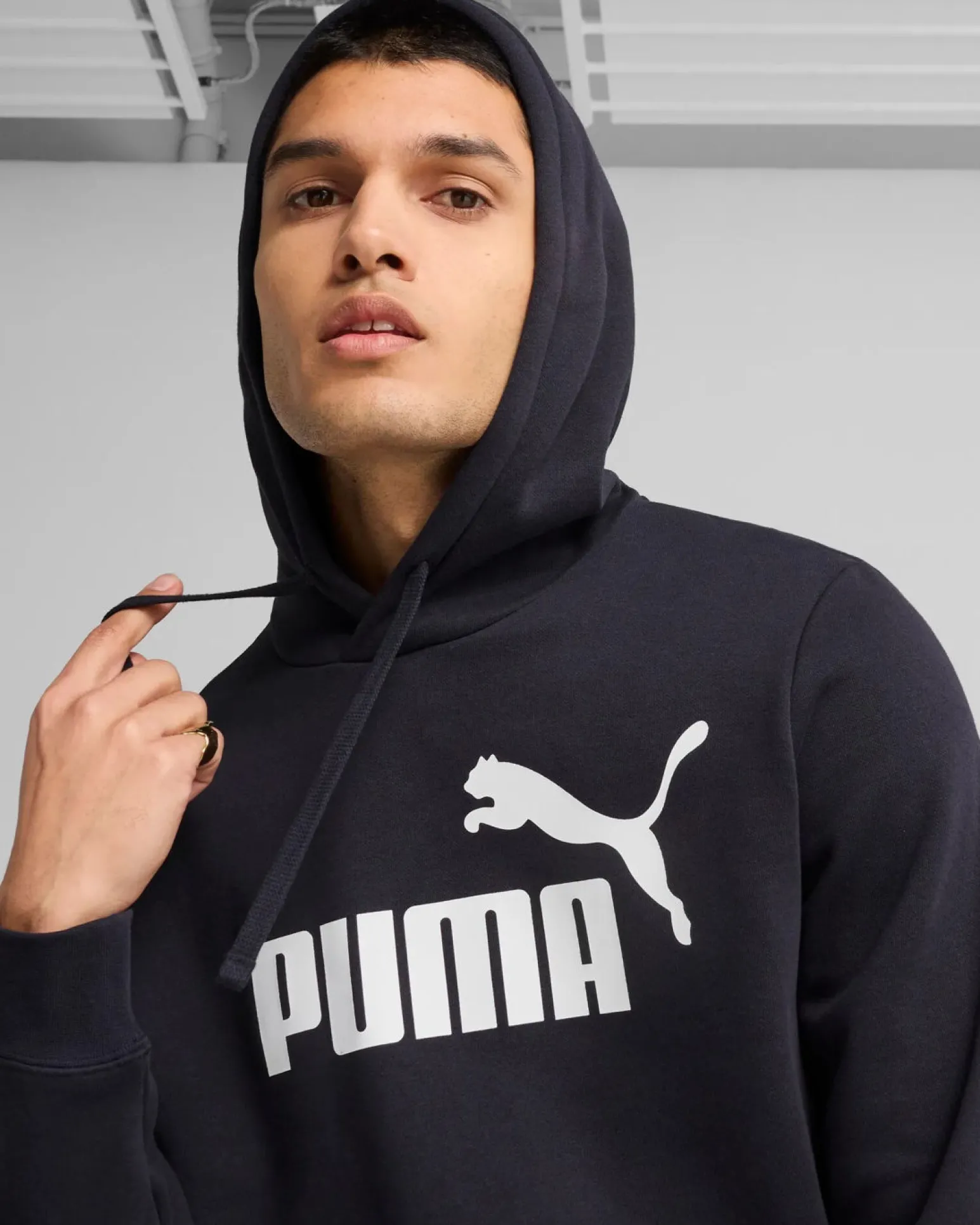 PUMA - FELPA CON CAPPUCCIO BLU ESSENTIAL N.1 LOGO HD DA UOMO, 682570-16