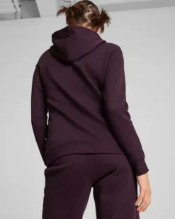 PUMA - FELPA CON CAPPUCCIO ESSENTIAL LOGO HOODIE FL VIOLA DA DONNA, 586789-46