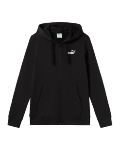 PUMA - FELPA CON CAPPUCCIO FULL ZIP NERA ESSENTIAL+TEXTURED FOIL DA DONNA , 689088-01