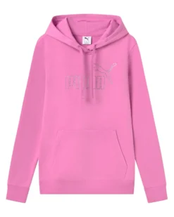 PUMA - FELPA  CON CAPPUCCIO ROSA MALVA ESSENTIAL  RHINESTONE DA DONNA, 693555-74