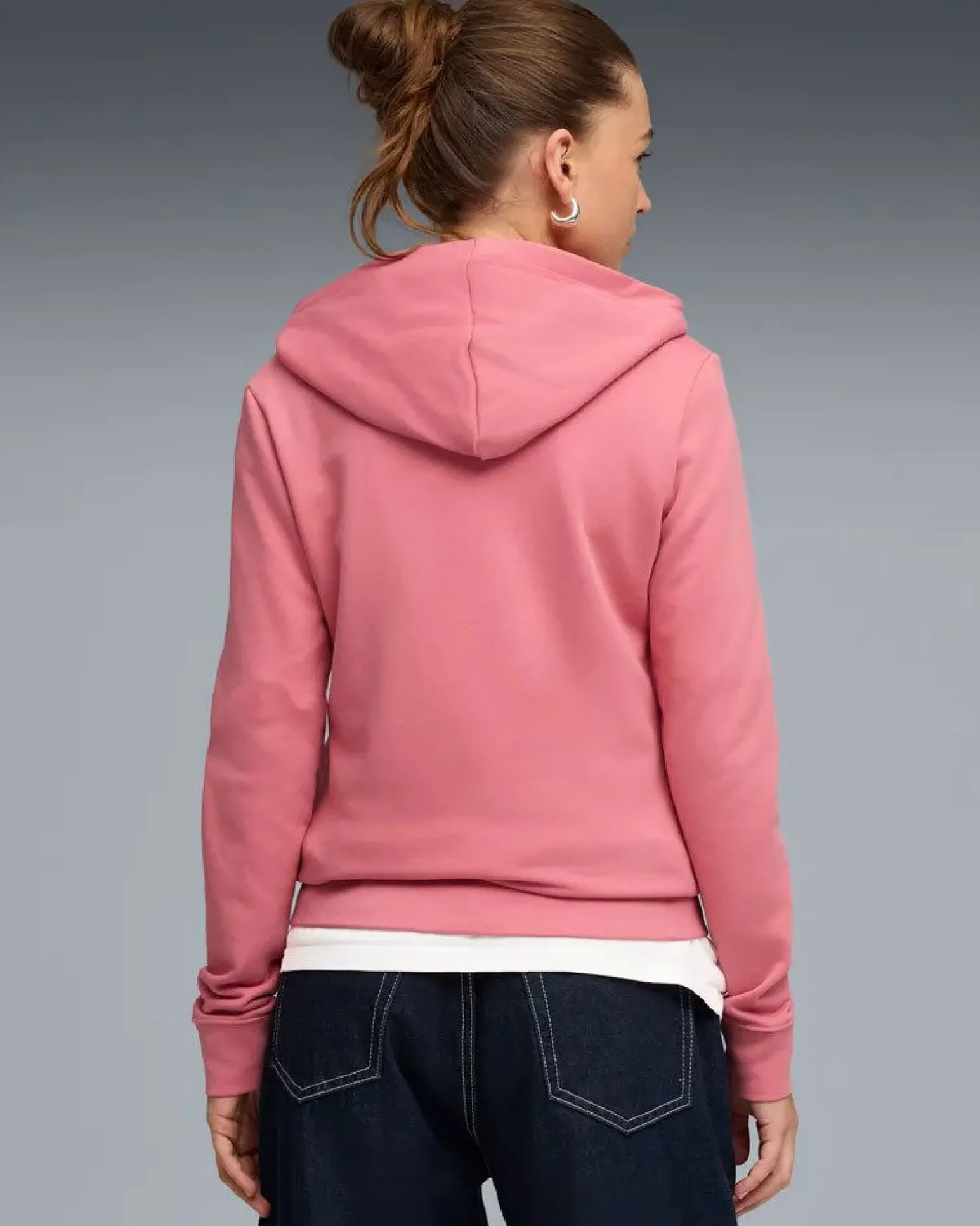 PUMA - FELPA CON CAPPUCCIO ROSA ESSENTIAL LOGO LAB METALLIC DA DONNA, 691829-25