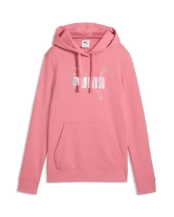PUMA - FELPA CON CAPPUCCIO ROSA ESSENTIAL LOGO LAB METALLIC DA DONNA, 691829-25