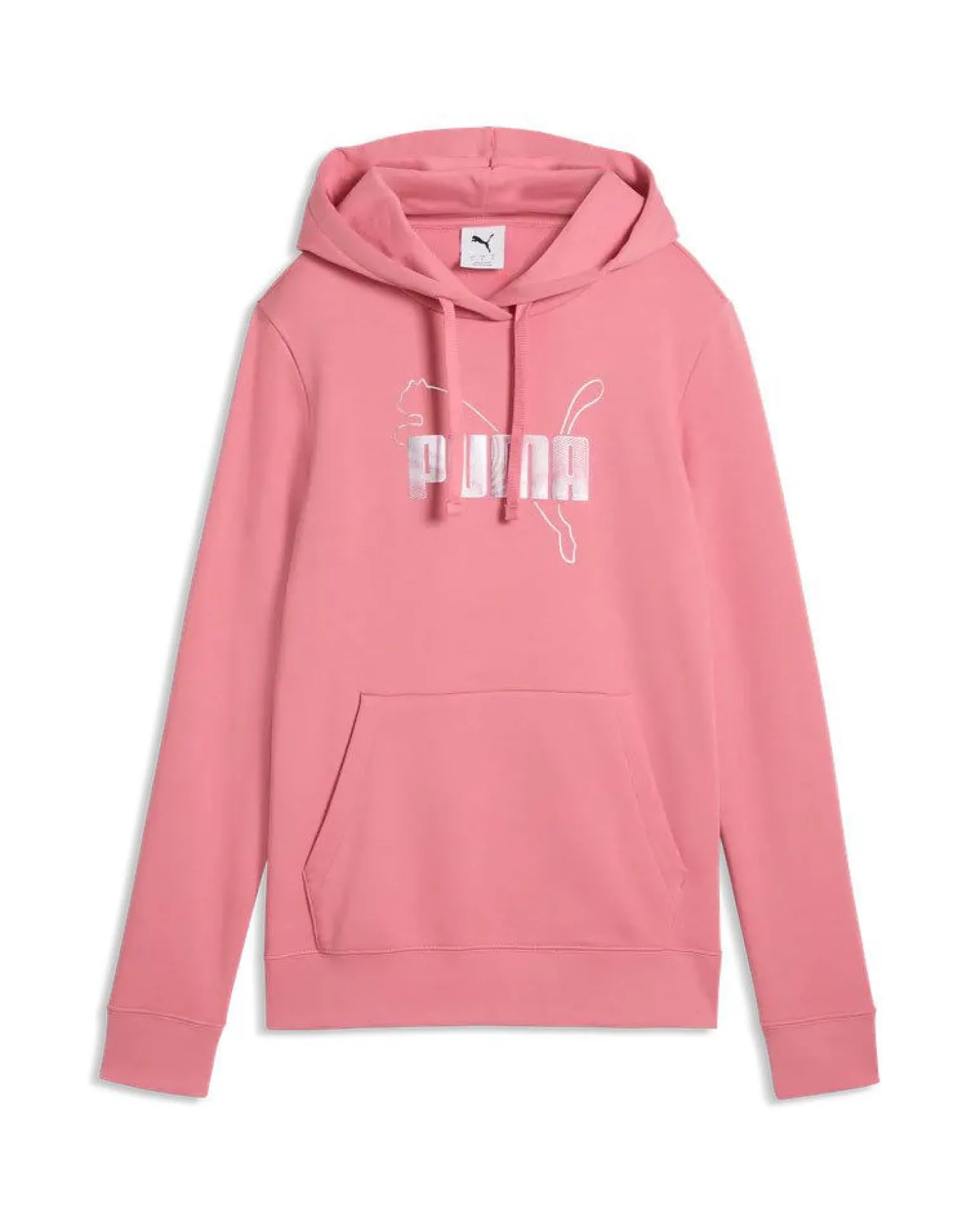 PUMA - FELPA CON CAPPUCCIO ROSA ESSENTIAL LOGO LAB METALLIC DA DONNA, 691829-25