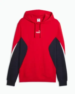 PUMA -FELPA CON CAPPUCCIO ROSSA E BLU ESSENTIAL BLOCK HD  DA UOMO,   691699-11